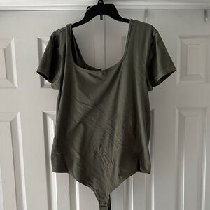 Olive Green Women's Ribbed Bodysuit